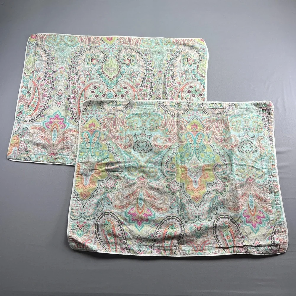 Set Of 2 Cynthia Rowley Standard Pillowsham Multicolor Cotton Paisley (21